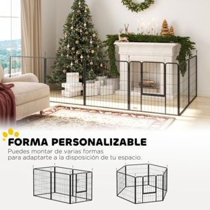 Parque para Perros de 6 Paneles de 80 cm de Altura, Vallas para Perros de Acero Plegable, con Puerta, para Interior y Exterior, Negro
