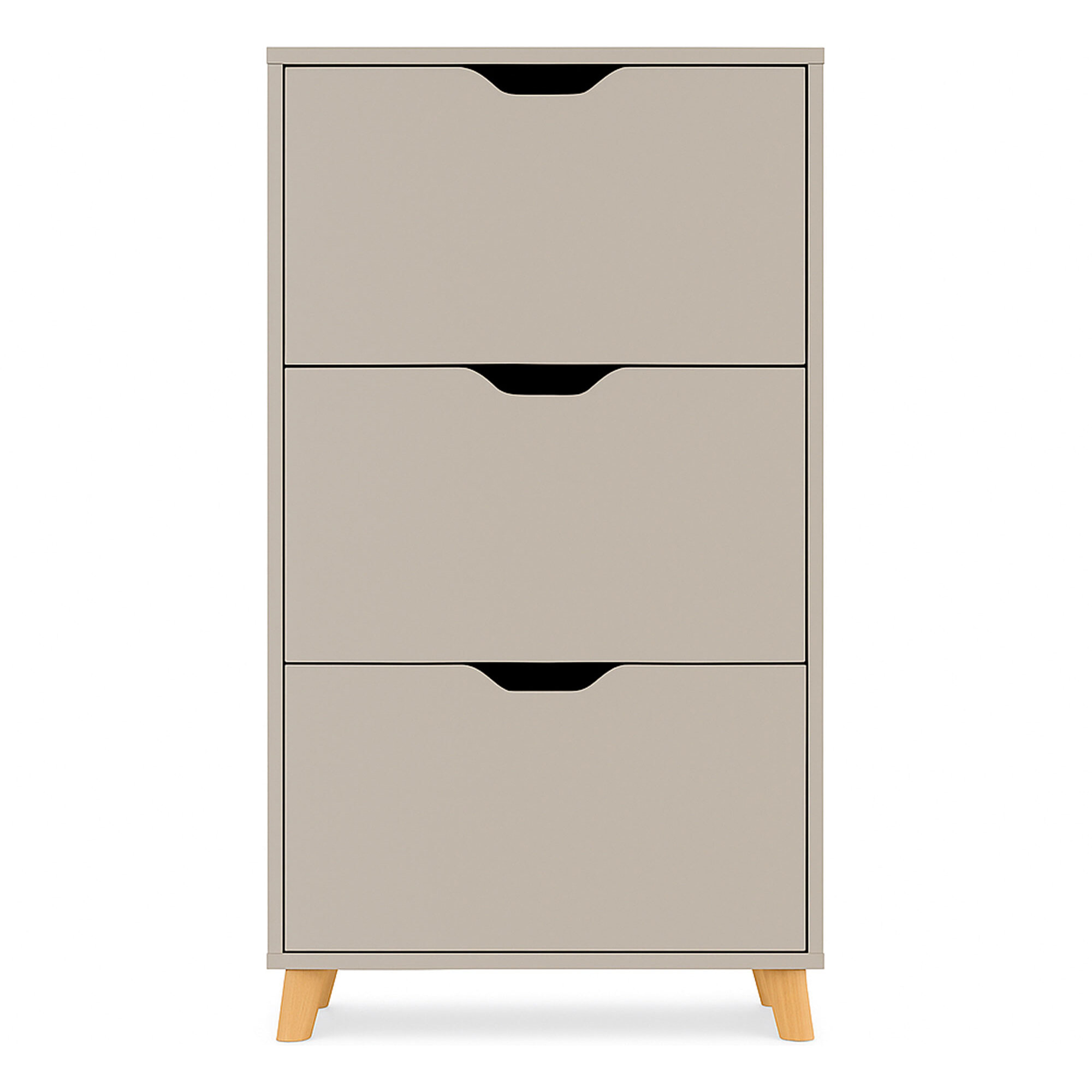 Plana - Scarpiera Salvaspazio 3 Ante 55x116x25 cm 18 Paia in Legno Tortora