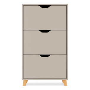 Plana - Scarpiera Salvaspazio 3 Ante 55x116x25 cm 18 Paia in Legno Tortora