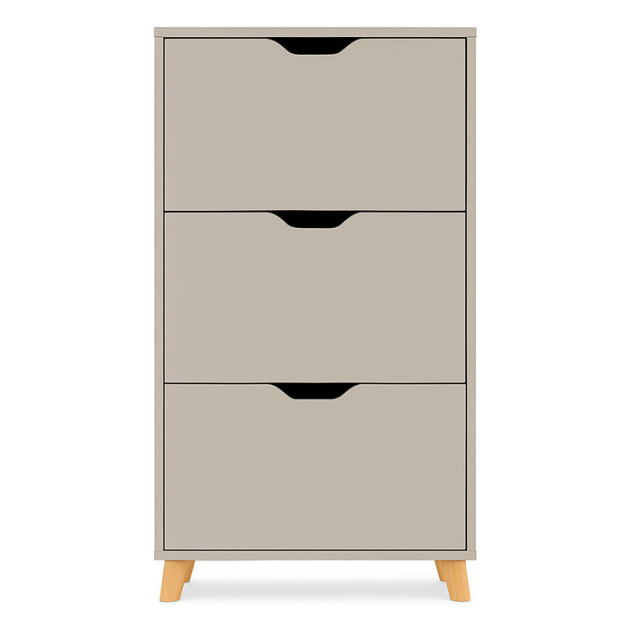 Plana - Scarpiera Salvaspazio 3 Ante 55x116x25 cm 18 Paia in Legno Tortora