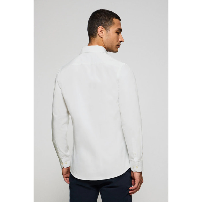 Camicia slim in popeline bianca con logo Rigby Go ricamato