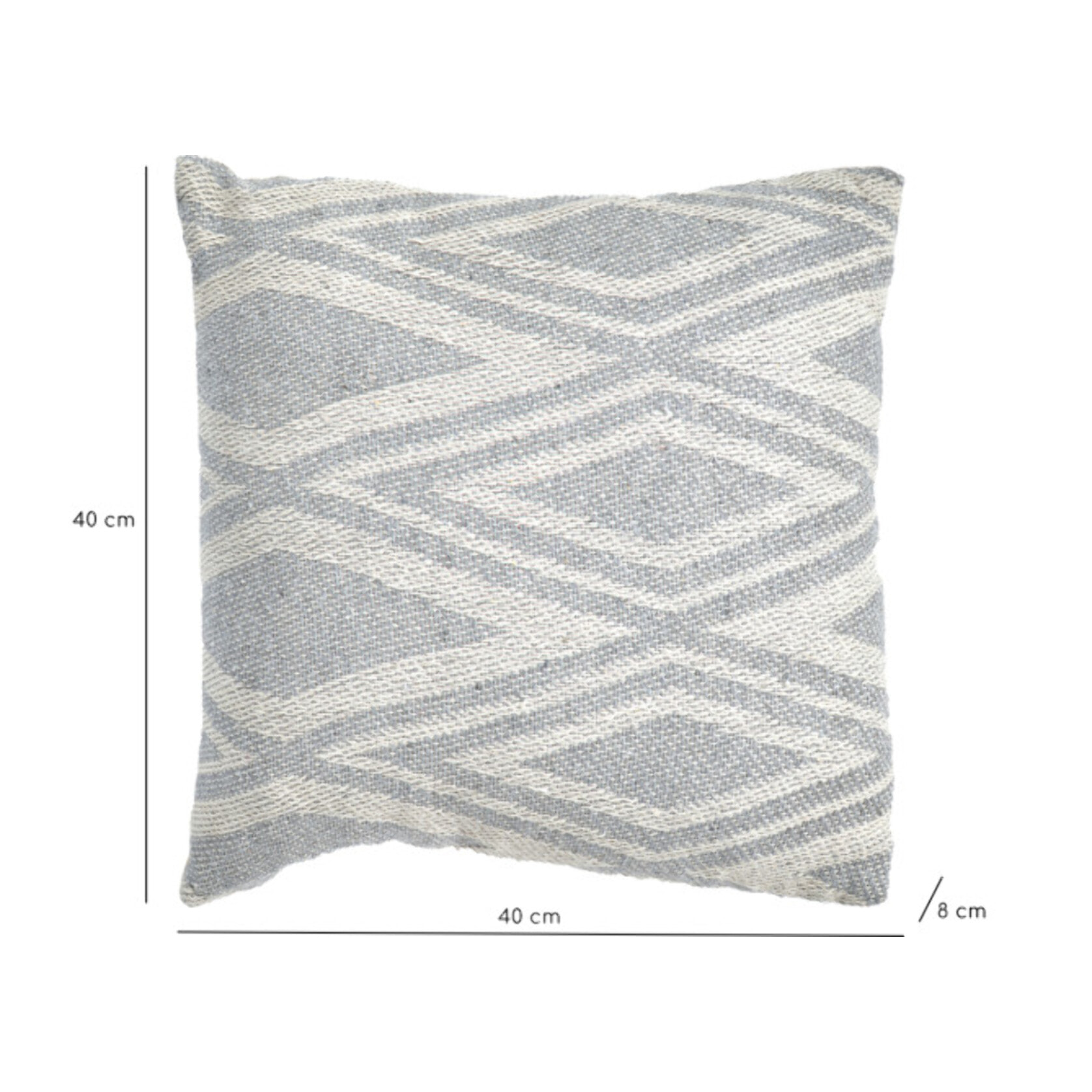 Coussin en coton brodé carré 40 x 40 cm motifs losanges gris - SHINE