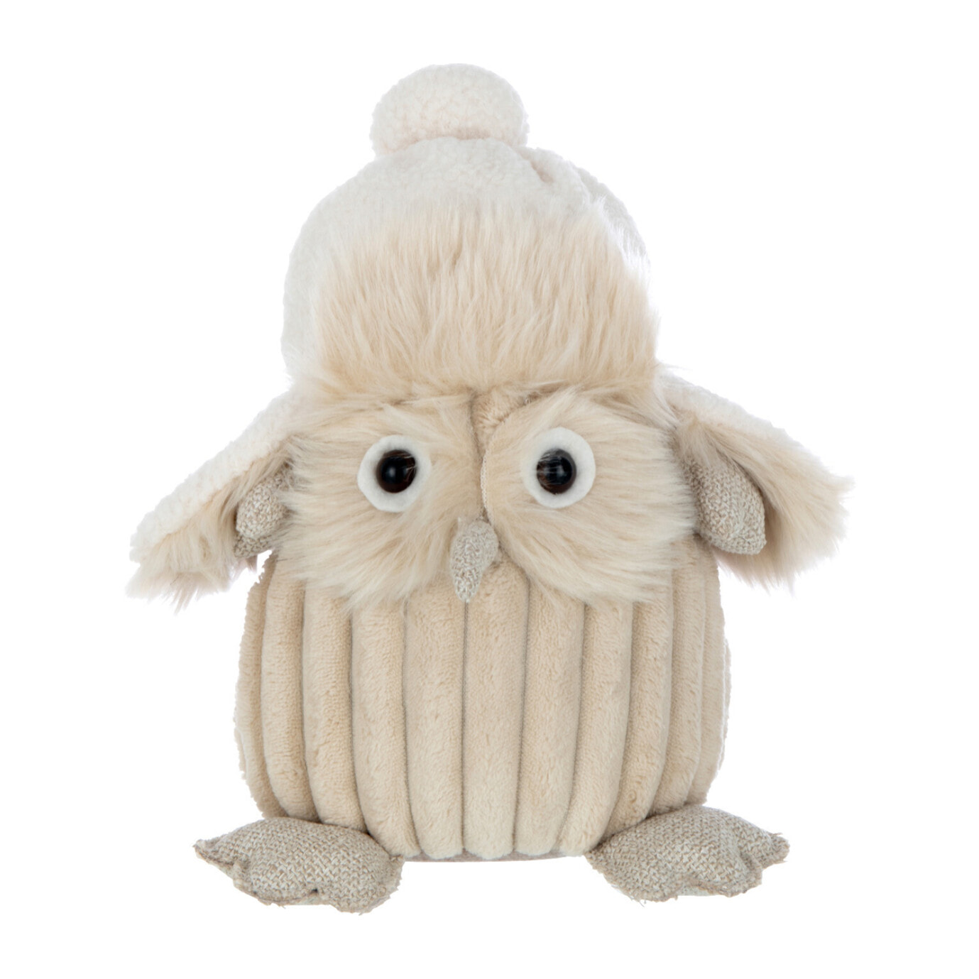 J-Line figurine Hibou Chapeau - textile - beige