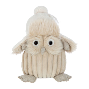 J-Line figurine Hibou Chapeau - textile - beige