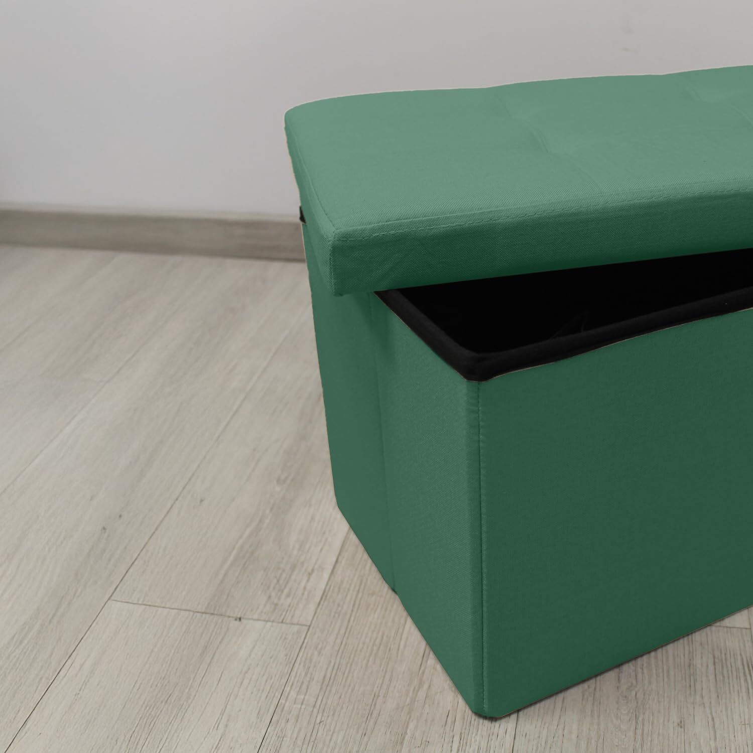 Pouf Contenitore, Puffo per Sedersi, Pouf Poggiapiedi, in Tessuto, Quadrato, 76X34X34 cm, Imbottito, Versatile, Facile da Pulire.