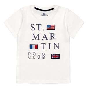 T-shirt maniche corte con stampa logo e bandierine