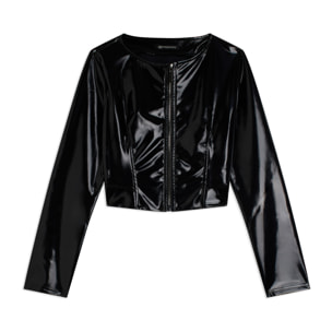 Giacca corta regular da donna con finish lucido