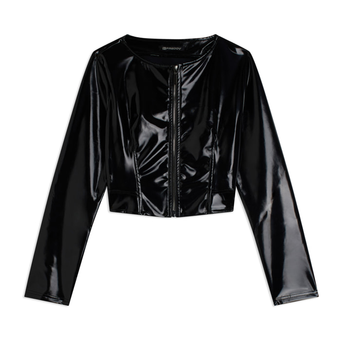 Giacca corta regular da donna con finish lucido