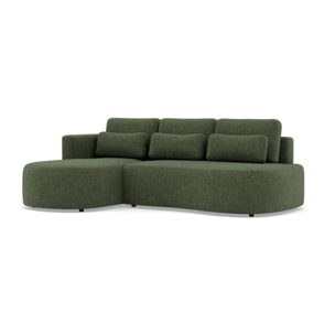 Mahina - canapé d'angle gauche 4 places convertible avec coffre en tissu texturé - Vert