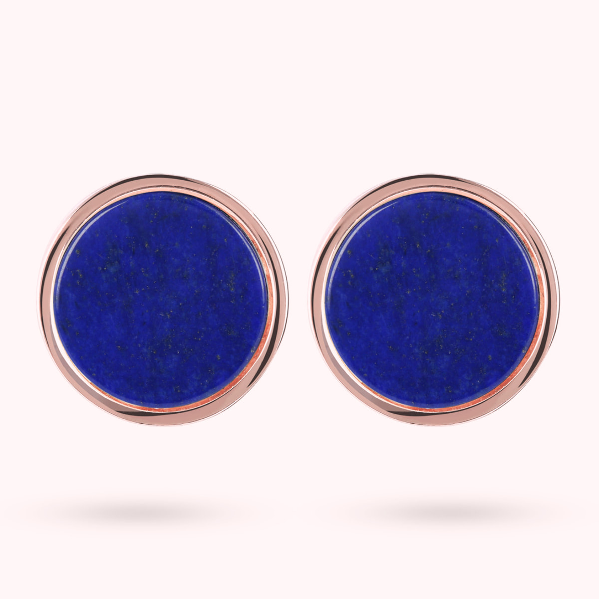 Orecchini a Bottone con Disco Piccolo in Pietra Naturale di Lapislazzuli Blu