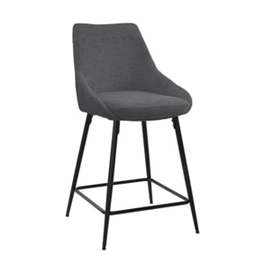 Chaise de bar en tissu avec pieds évasés en métal noir - MONDO