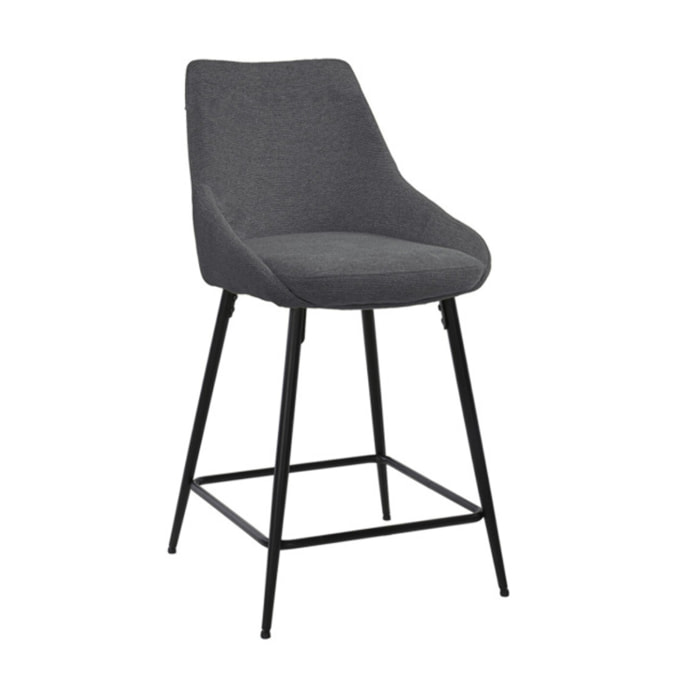 Chaise de bar en tissu avec pieds évasés en métal noir - MONDO