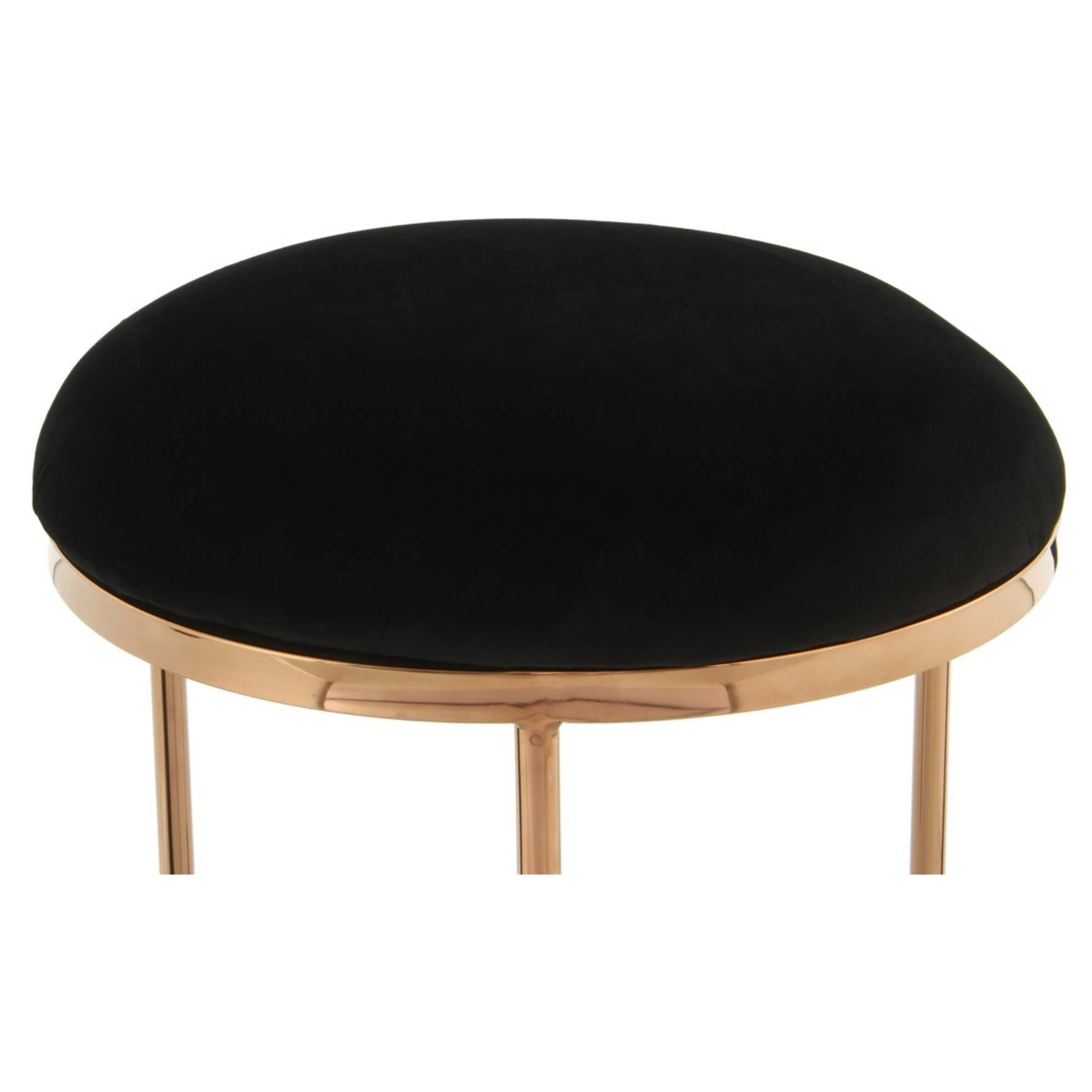 Sgabello Wynona in Velluto Nero e Oro Rosa