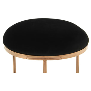 Sgabello Wynona in Velluto Nero e Oro Rosa