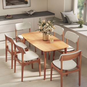 Table à manger 6 personnes dim. 150 x 80 cm bois de pin pré-huilé