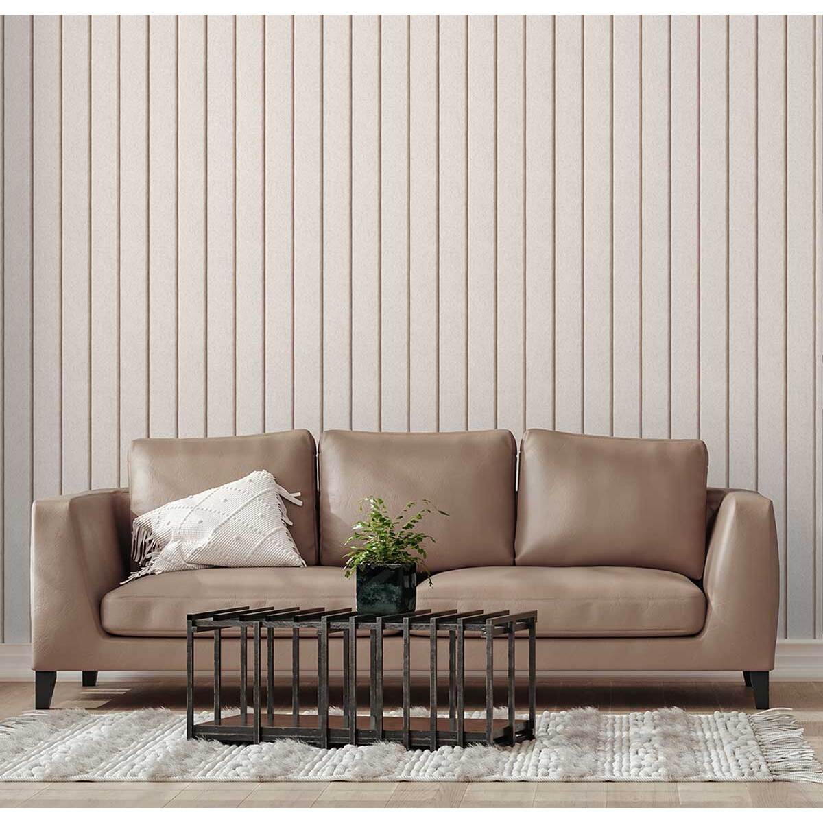 Papier peint texture murale à rainures beige naturel