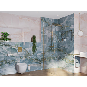 Walk-in 120x200cm Paroi en verre Crystal Glass® 8 mm anticalcaire, avec bras et profilés or (SATBWI120PRZ)