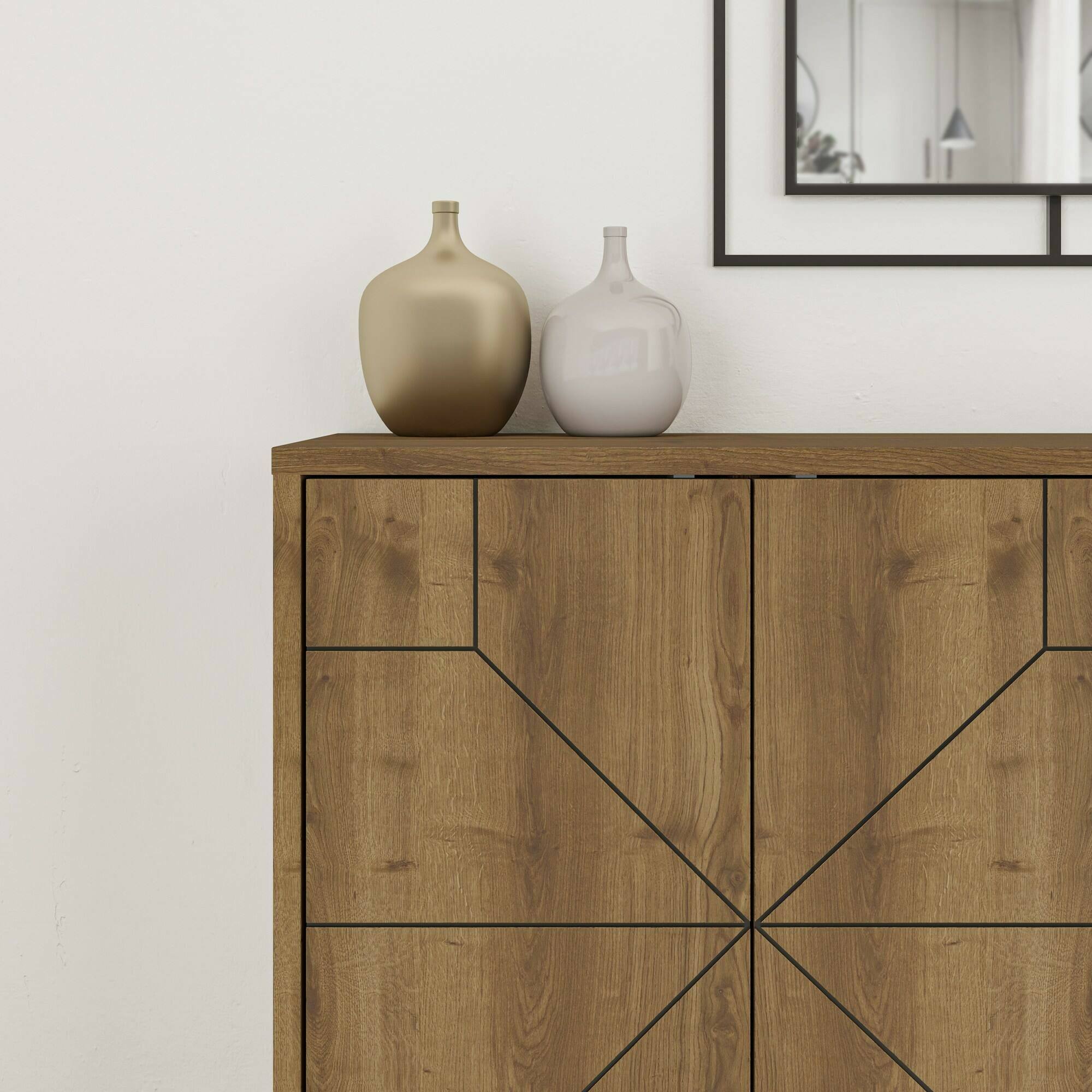 Credenza Dokwonkw, Buffet da soggiorno, Madia da salotto, Dispensa da cucina, 123x35h77 cm, Rovere