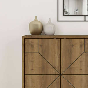 Credenza Dokwonkw, Buffet da soggiorno, Madia da salotto, Dispensa da cucina, 123x35h77 cm, Rovere