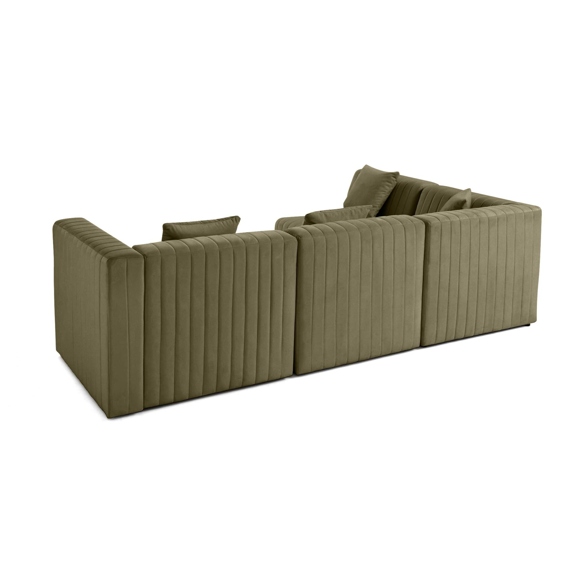 Nova - canapé modulable d'angle gauche - 5 places - en velours - Vert