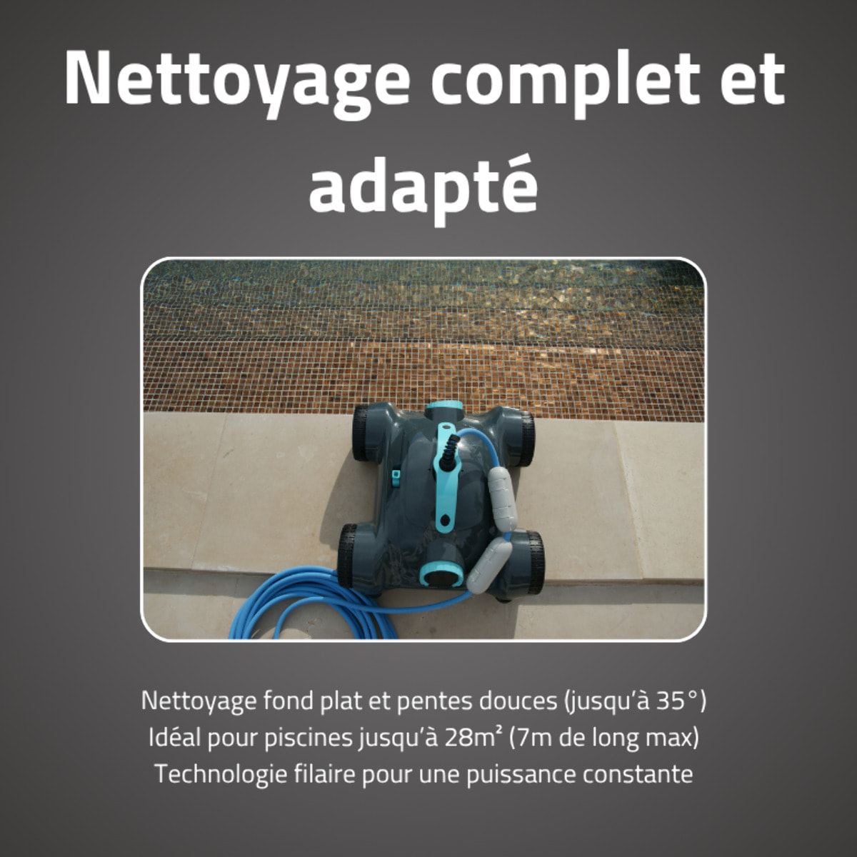 Bestway Robot piscine Moly nettoyage fond plat et pentes 28 m² max