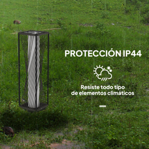 Linterna de Jardín de Ratán Sintético Farola Solar con Luces LED Encendido y Apagado Automático Impermeable para Terraza Balcón Patio 22x22x77 cm Gris