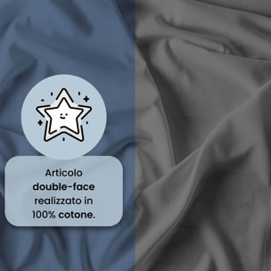 PARURE COPRIPIUMINO NATURAL COLOR, 100% Cotone, Made in Italy - AVIO/FUMO