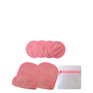 Serviettes Démaquillantes Rose  - Set de Serviettes Démaquillantes Réutilisable