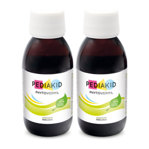 Pediakid - Phytovermil - Complément Alimentaire Naturel -Contribue au Maintien d'une Sphère Intestinale Saine - Bouchon Doseur Inclus - Arôme Fruits Rouges - Lot de 2 Flacons de 125 ml