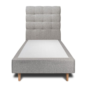 Lit avec tête de lit capitonnée bouclette et sommier tapissier Ep20