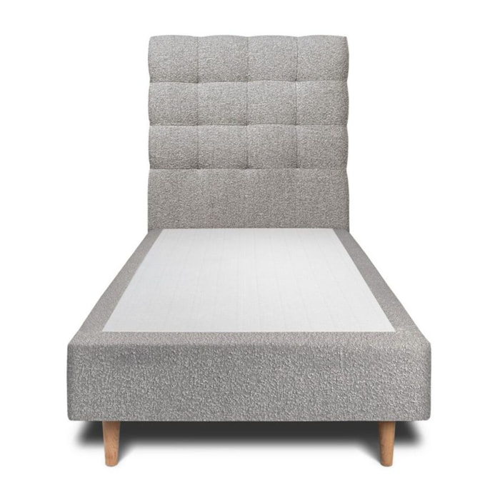 Lit avec tête de lit capitonnée bouclette et sommier tapissier Ep20