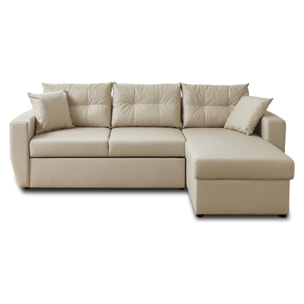 Astoria - canapé d'angle réversible 4 places - convertible avec coffre - en simili - Beige