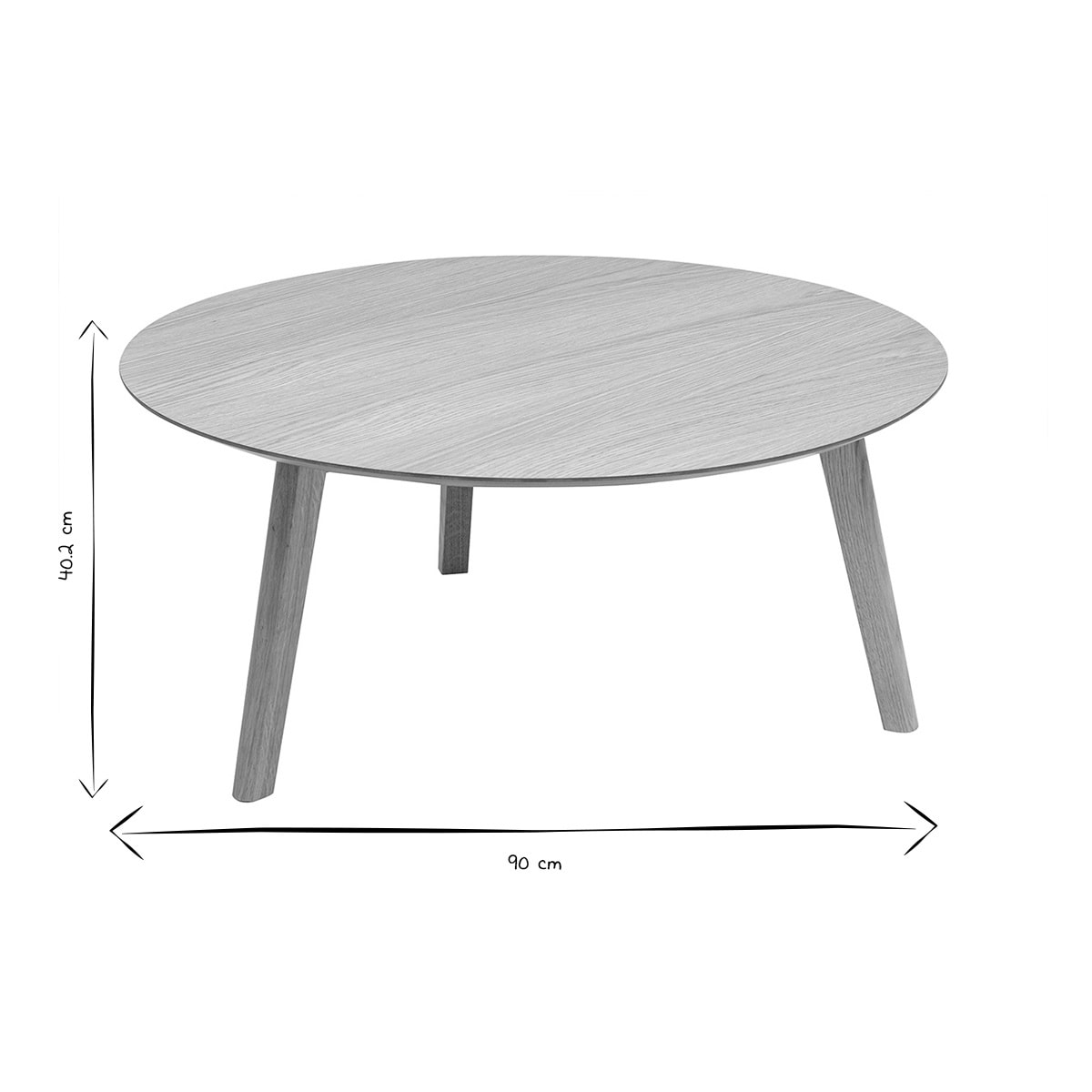 Table basse ronde scandinave bois clair chêne D90 cm ORKAD