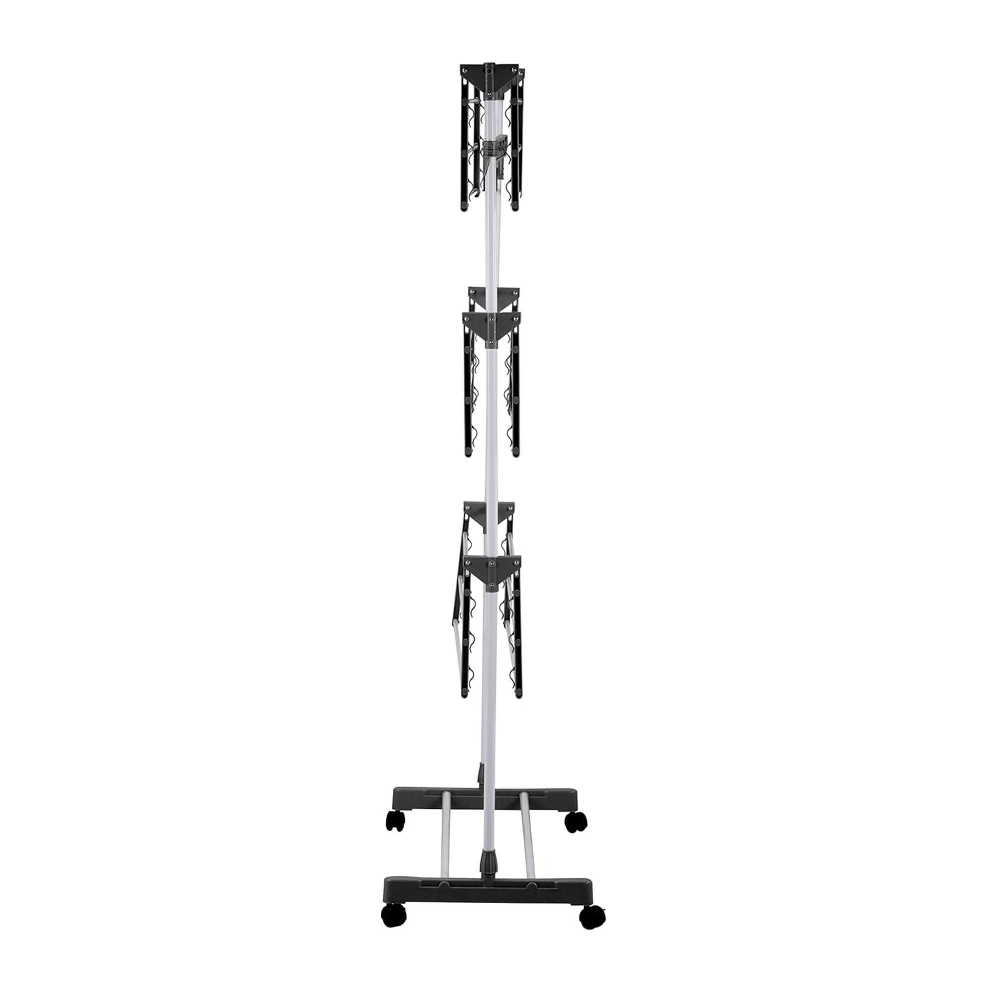 Tendedor de 3 alturas con tubos y 4 ruedas 80x57x165cm