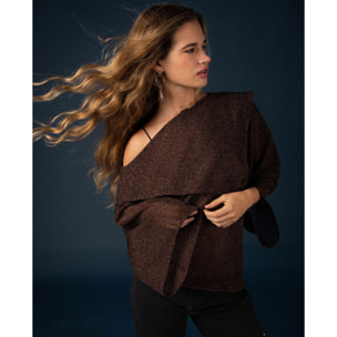 Blusa de punto con lúrex y diseño asimétrico de mujer