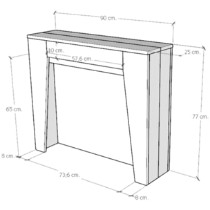 Consola extensible 90x25/211 cm Anea Fresno Blanco extensiones internas