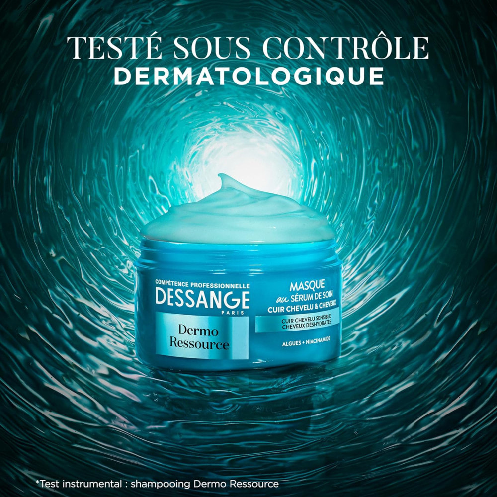 Dessange Dermo Ressource Masque au Sérum de Soin Hydra-Apaisant Cuir Chevelu Sensible, Cheveux Déshydratés 250ml