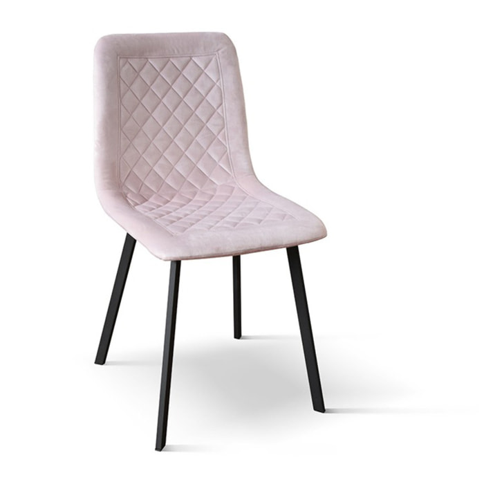 Set di 4 sedie NOHO in velluto rosa e gambe in metallo antracite