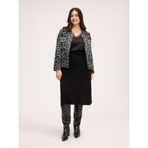 Fiorella Rubino - Gonna linea ad "a" in maglia fine - Nero