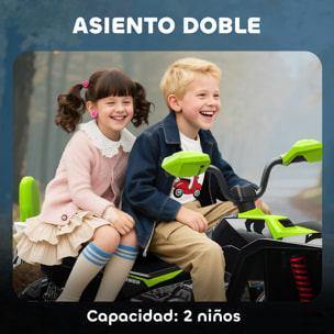 Quad Eléctrico para Niños 24V, Quad para Niños de 3-8 Años de 2 Plazas, con 2 Motores, Velocidad hasta 6,5â€¯km/h, Ruedas con Suspensión, Faros, Bocina, Música, USB, Verde