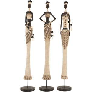 J-Line figurine Femme Africaine - polyrésine - marron/beige - large - 3 pcs