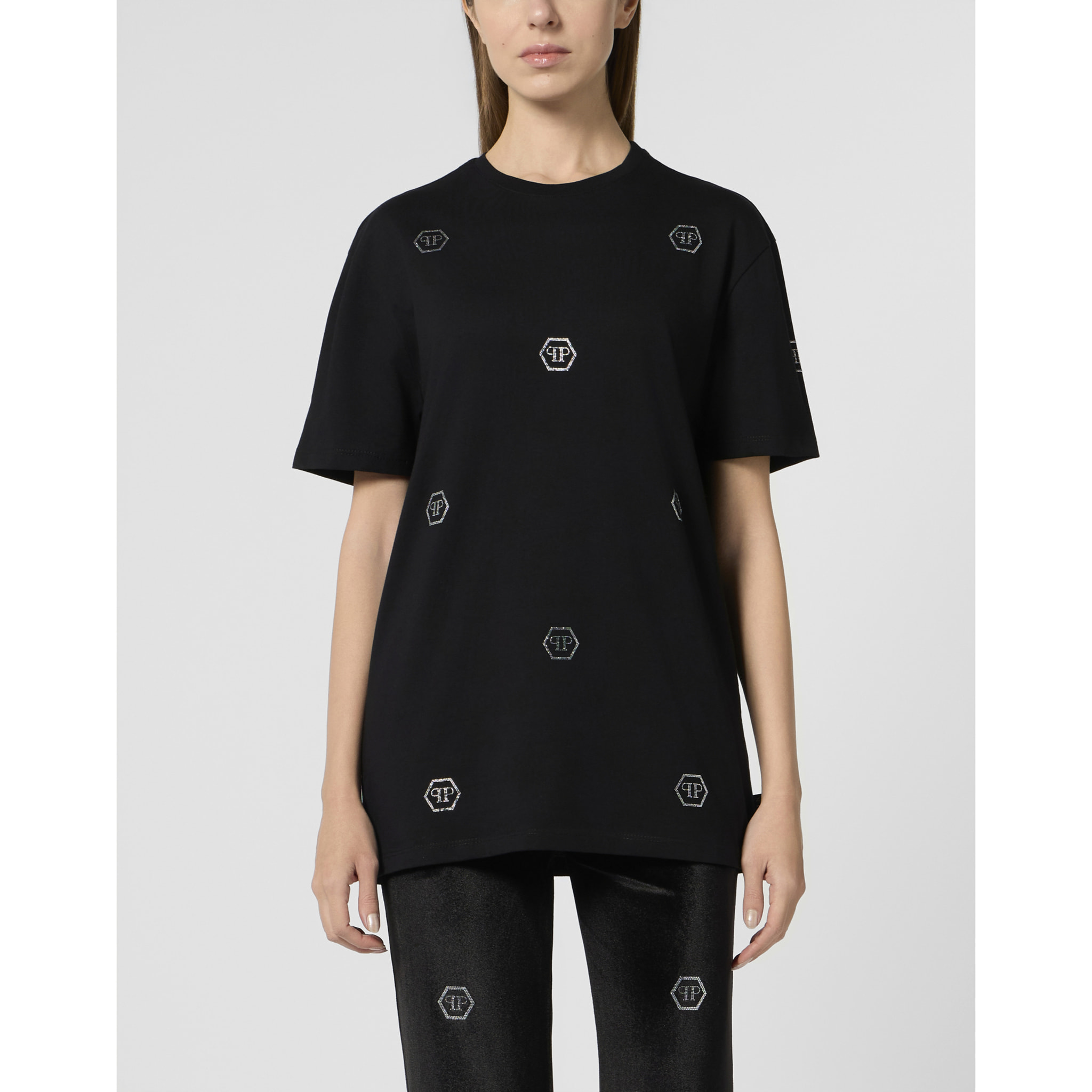 PHILIPP PLEIN Man Fit T-Shirt Mini Monogram Crystal Monogram