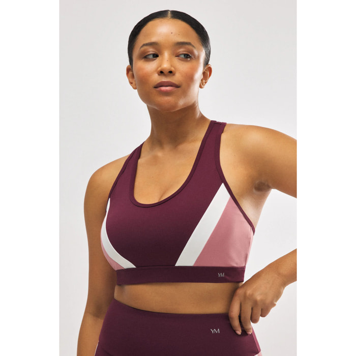 Reggiseno sportivo color bordeaux con imbottitura rimovibile