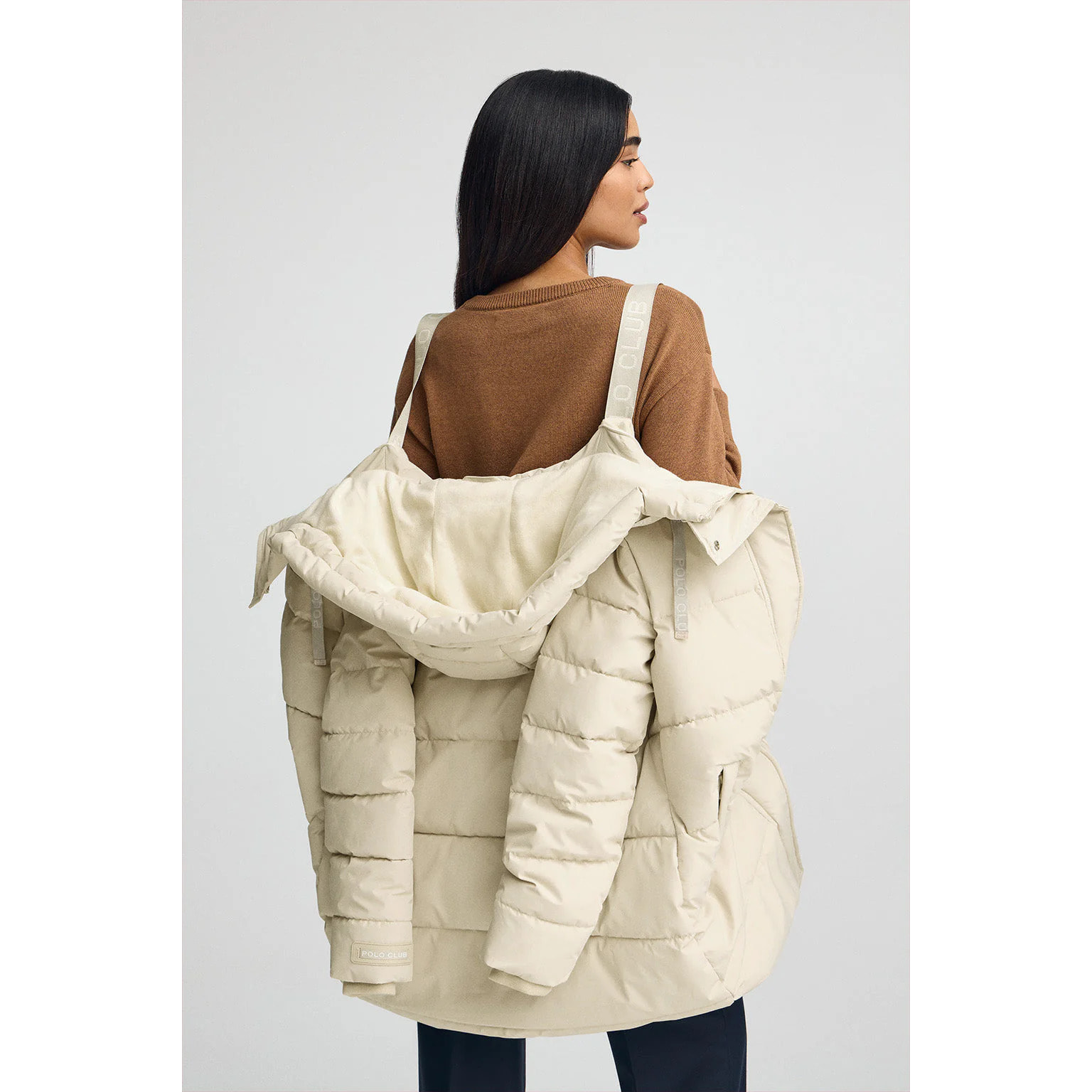 Giaccone Iris Coat ecrù con logo Polo Club