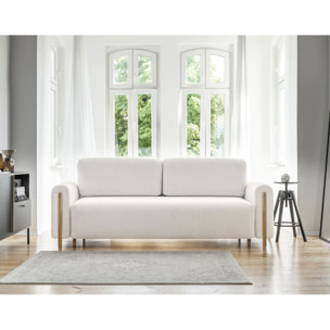 Glendale - canapé droit 3 places - convertible avec coffre - en tissu bouclette - Beige