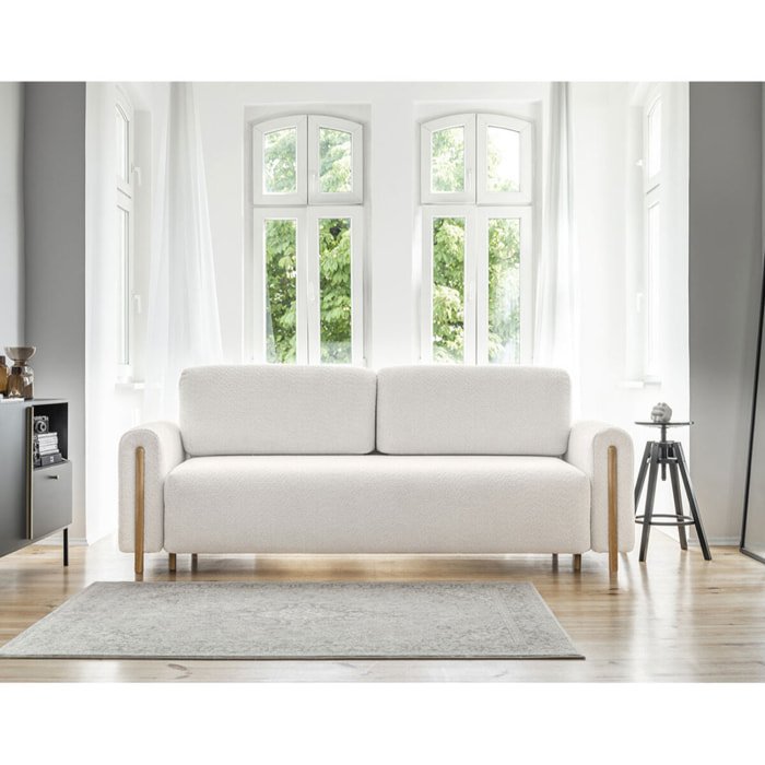 Glendale - canapé droit 3 places - convertible avec coffre - en tissu bouclette - Beige
