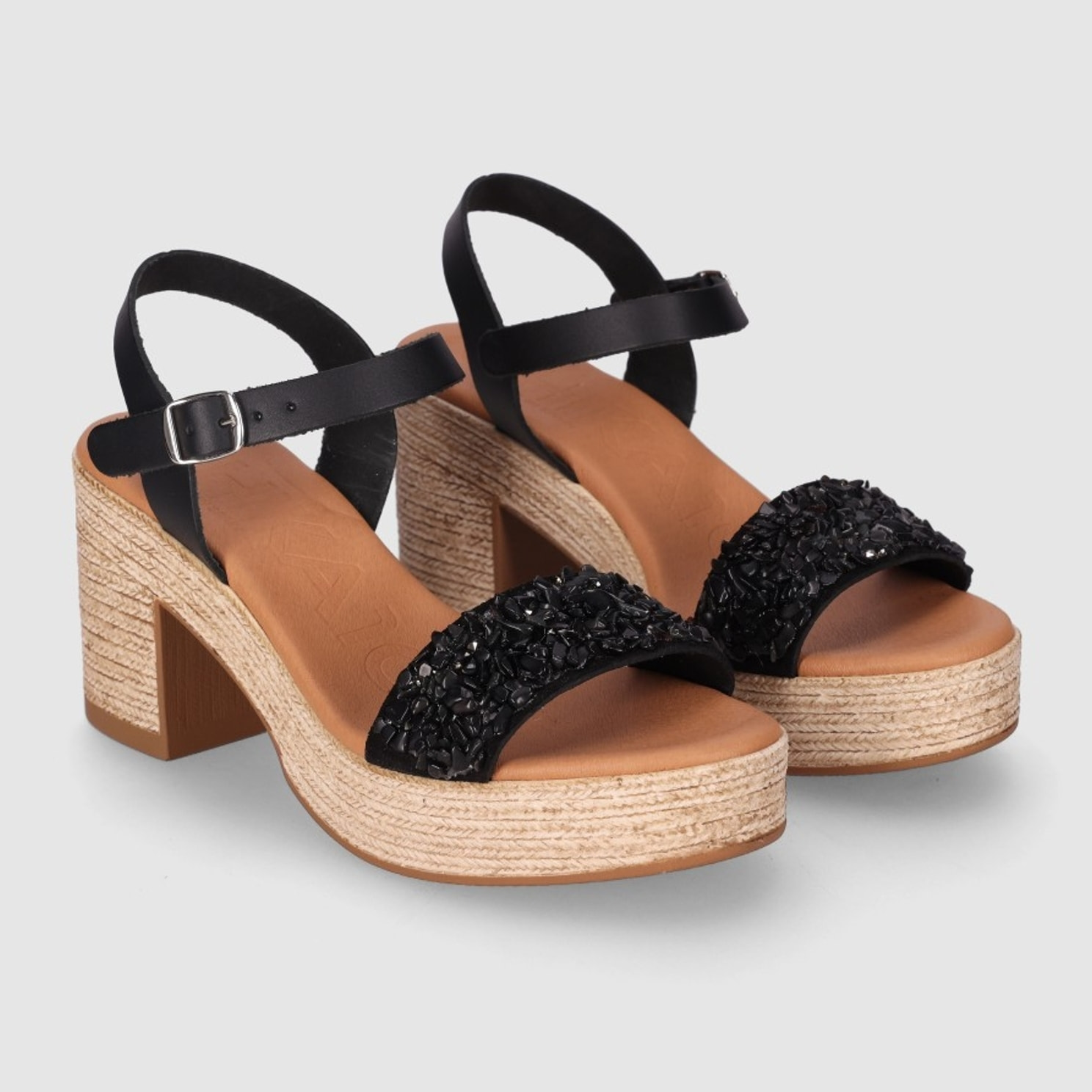 Sandalias de Piel - Negro - Tacón: 5 cm
