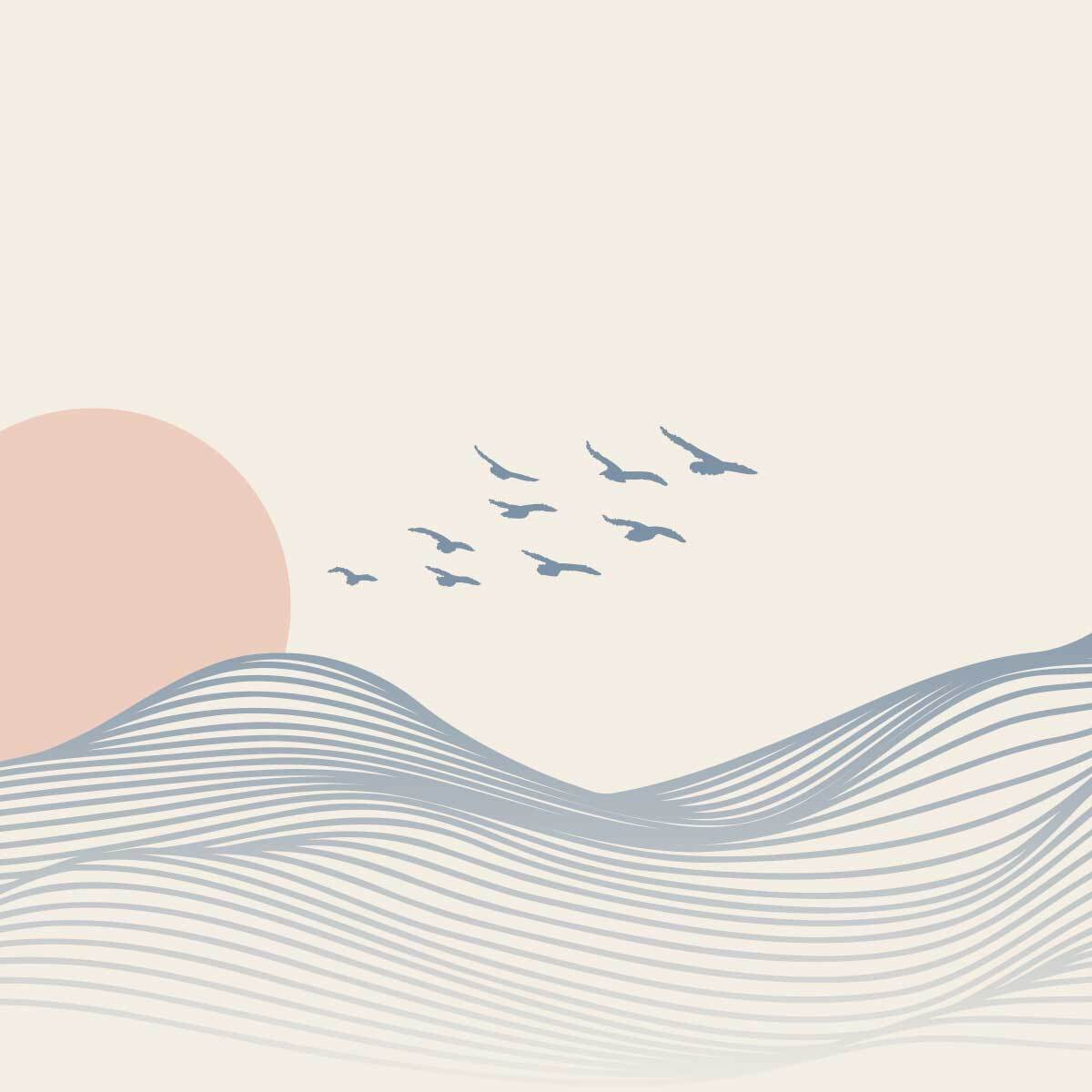 Papier peint vagues abstraites pastel ambiance zen Intissé