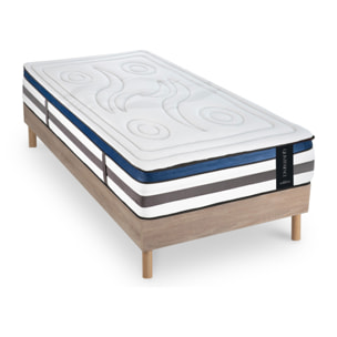 Ensemble Matelas Quintessence & Sommier Kit Bois, Mémoire de Forme & Haute Densité, 30 cm, Accueil Enveloppant, Soutien Ferme