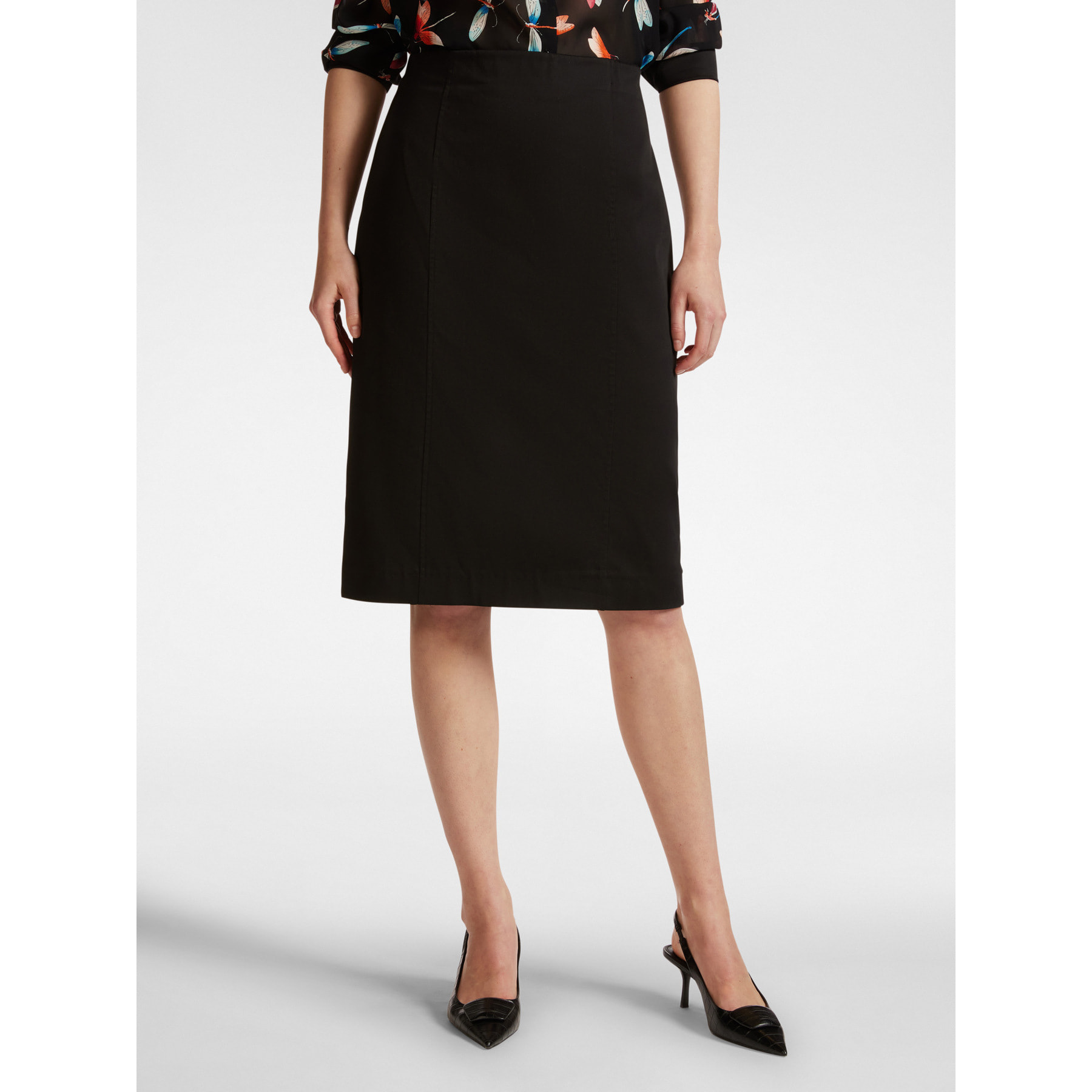 Elena Mirò - Falda recta de color liso - Negro